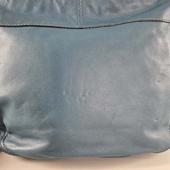 Coach F14707 Zoe Hobo Teal Full-Grain Leather Shoulder Bag Silver Hardware - Picture 9 of 12